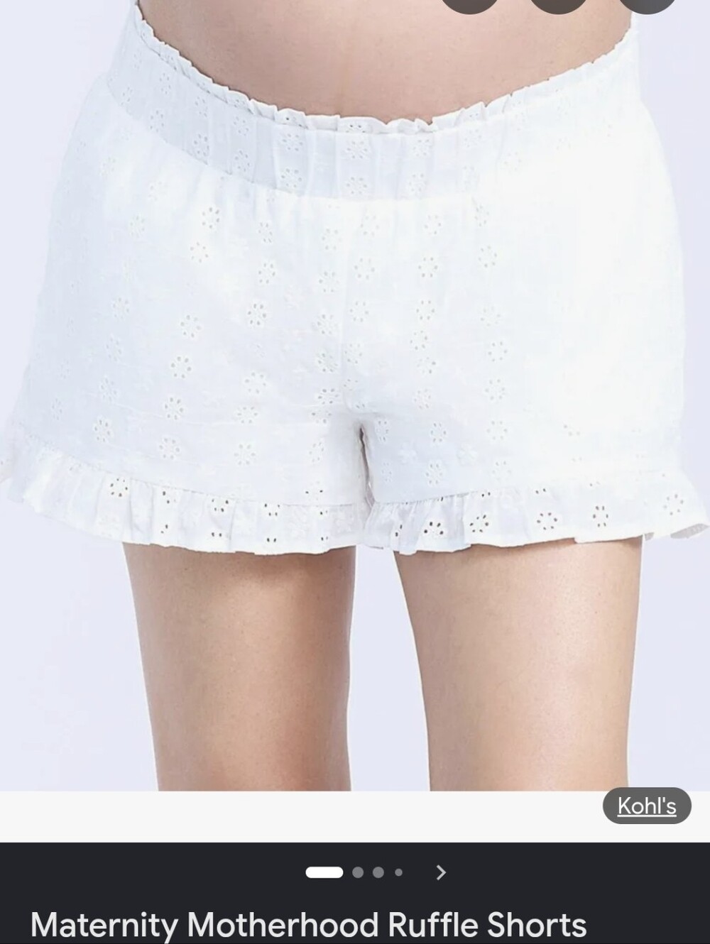 Motherhood Maternity White Eyelet Ruffle Maternity Shorts